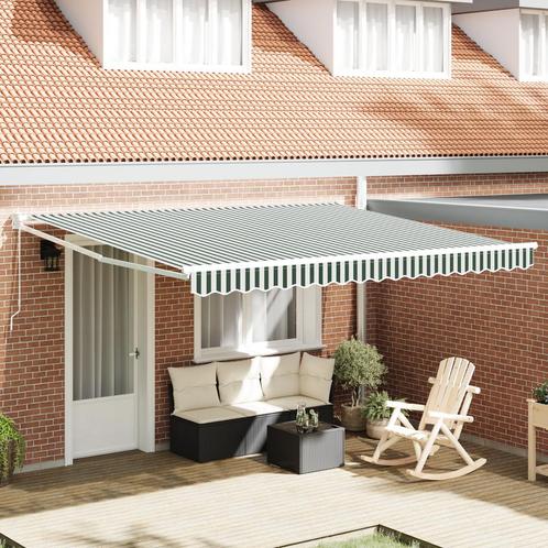 vidaXL Luifel handmatig uitschuifbaar 400x300 cm groen en, Tuin en Terras, Zonneschermen, Nieuw, Verzenden
