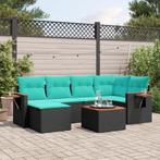vidaXL 7-delige Loungeset met kussens poly rattan zwart, Tuin en Terras, Tuinsets en Loungesets, Verzenden, Nieuw, Rotan, Loungeset