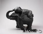 Boeddha olifant l55b24h44 cm zwart Stone-Lite - stonE'lite, Nieuw, Verzenden