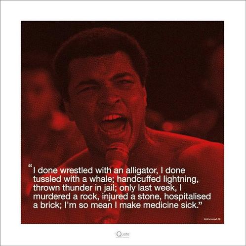 Kunstdruk Muhammad Ali iQuote Sick 40x40cm, Huis en Inrichting, Woonaccessoires | Schilderijen, Tekeningen en Foto's, Nieuw, Verzenden