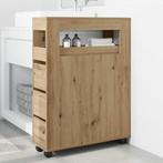 vidaXL Badkamerkast smal met wielen bewerkt hout artisanaal, Huis en Inrichting, Kasten | Overige, Verzenden, Nieuw