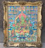 Pigmenten schilderen Boeddha thangka verguld houten lijst -