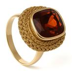 Ring - 18 karaat Geel goud - 4.00ct. tw. Granaat, Sieraden, Tassen en Uiterlijk, Ringen, Nieuw