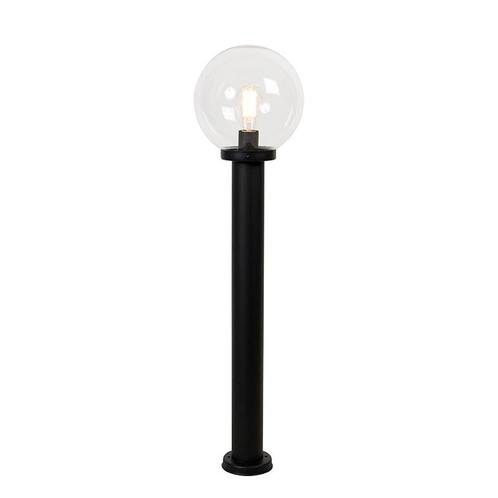 Staande buitenlamp zwart met heldere bol 100 cm IP44 - Sfera, Tuin en Terras, Buitenverlichting, Nieuw, Minder dan 50 watt, Overige materialen