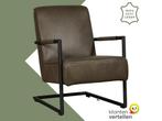 Leren fauteuil Lodge - Granada Ash (grijs/bruin), Industrieel, Modern, Scandinavisch, Nieuw, Ophalen of Verzenden, 50 tot 75 cm