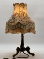 Tafellamp - Antieke koperen tafellamp met lampenkap -, Antiek en Kunst