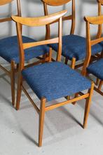 6x Vintage design eetkamerstoelen Lübke, Huis en Inrichting, Stoelen, Hout, Gebruikt, Blauw, Vintage