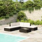 vidaXL 6-delige Loungeset met kussens poly rattan zwart, Verzenden, Nieuw, Rotan, Loungeset