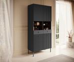 Meubella Vitrinekast Vermont antraciet 90 cm, Huis en Inrichting, Kasten | Vitrinekasten, Verzenden, Nieuw, 50 tot 100 cm, 25 tot 50 cm