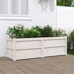vidaXL Plantenbak 150x50x50 cm massief grenenhout wit, 100 cm of meer, Verzenden, Nieuw, Hout