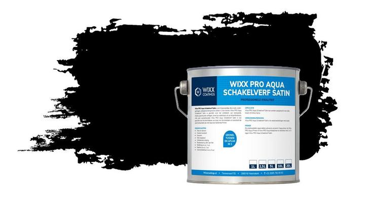 Wixx PRO Aqua Schakelverf Satin RAL 9005 | Gitzwart 1L, Doe-het-zelf en Verbouw, Verf, Beits en Lak, Verf, Zwart, Nieuw, Minder dan 5 liter
