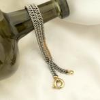 Bicolor gourmet schakel ketting; choker | 36,5 cm (solide), Sieraden, Tassen en Uiterlijk, Kettingen, Ophalen of Verzenden, Gebruikt