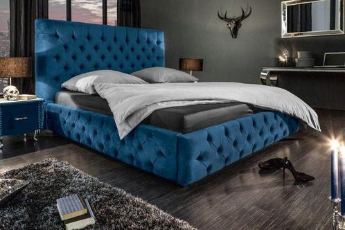 Queensize tweepersoonsbed PARIS 160x200cm donkerblauw, Huis en Inrichting, Slaapkamer | Bedden, Ophalen of Verzenden