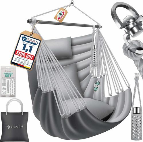 KESSER® Hangstoel - Hangschommel - Tot 150kg - Grijs, Tuin en Terras, Tuinmeubel-accessoires, Nieuw, Verzenden