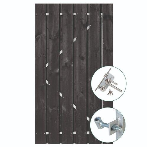 Zwart grenen poort | Hoogte 190 cm | Incl. hang & sluitwerk, Tuin en Terras, Schuttingen, Minder dan 3 meter, Nieuw, IJzer, 1 tot 2 meter