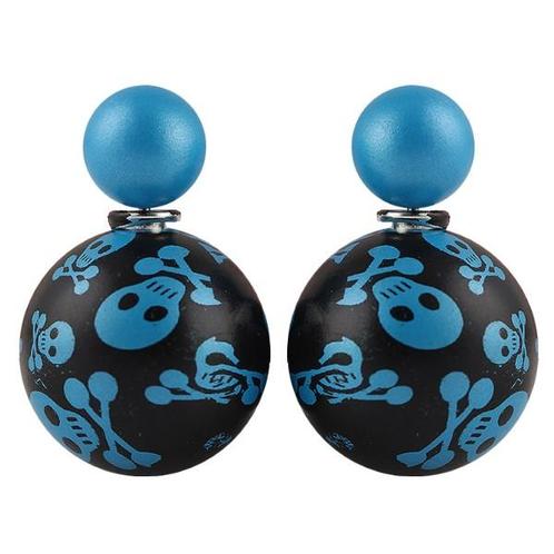 Fako Bijoux® - Oorbellen - Double Dots - Skull - Blauw, Sieraden, Tassen en Uiterlijk, Oorbellen, Verzenden
