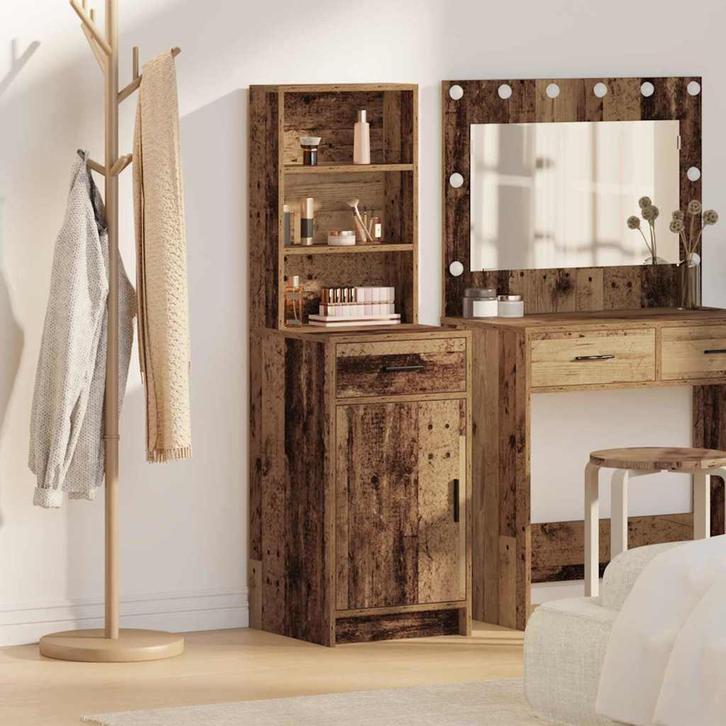 vidaXL Highboard met lade Oud hout 40 x 40,5 x 135 cm, Huis en Inrichting, Kasten | Buffetkasten, Nieuw, Minder dan 50 cm, Overige houtsoorten