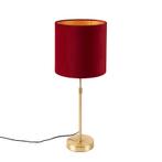 Tafellamp goud/messing met velours kap rood 25 cm - Parte, Huis en Inrichting, Lampen | Tafellampen, Nieuw, Overige materialen