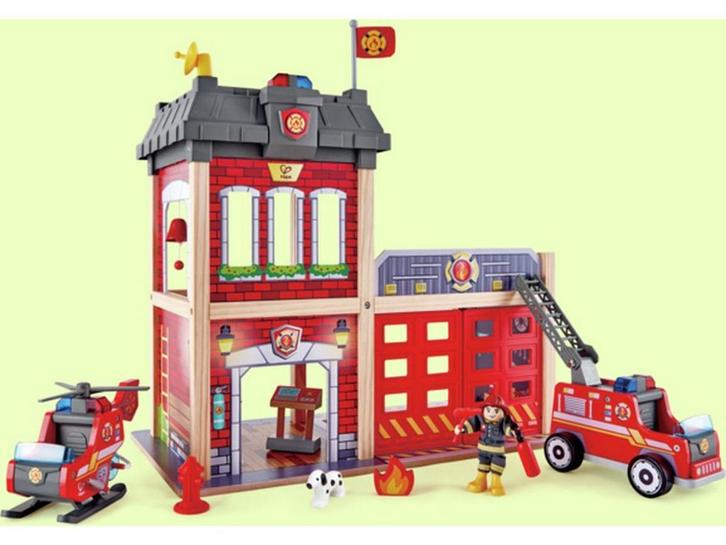 Hape Houten Brandweerkazerne - Brandweerman Sam - Met alarm, Kinderen en Baby's, Speelgoed | Overig, Nieuw, Verzenden
