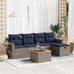 vidaXL 6-delige Loungeset met kussens poly rattan grijs, Verzenden, Nieuw, Rotan, Loungeset