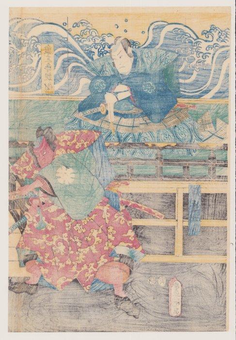 Kabuki Actors in a Stage Confrontation - Utagawa Kunisada, Antiek en Kunst, Antiek | Overige Antiek