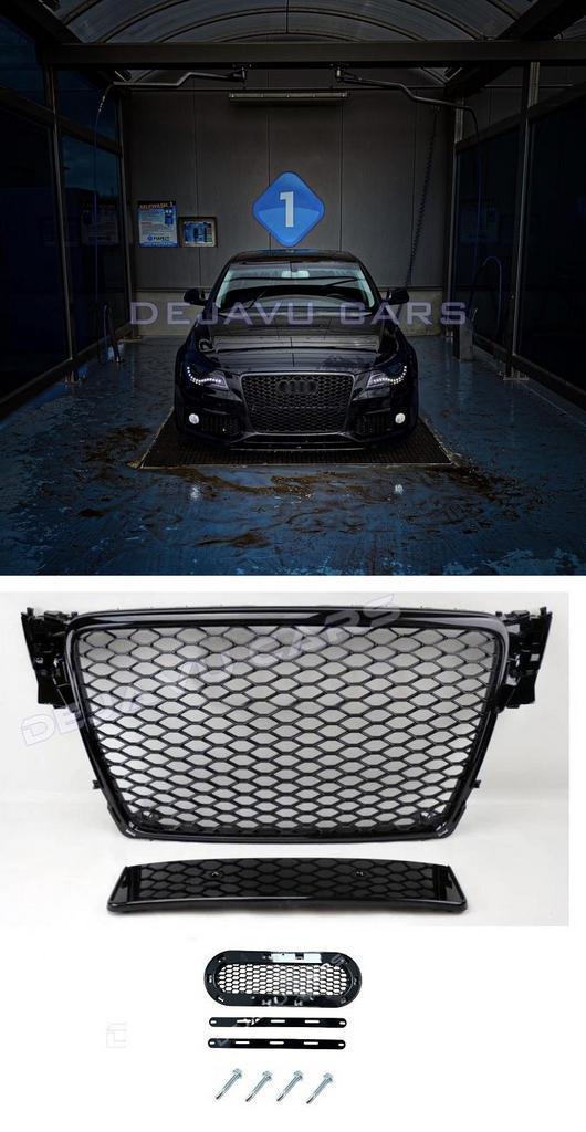 RS4 Look Front Grill Black voor Audi A4 B8 / S line / S4, Auto diversen, Tuning en Styling, Ophalen of Verzenden