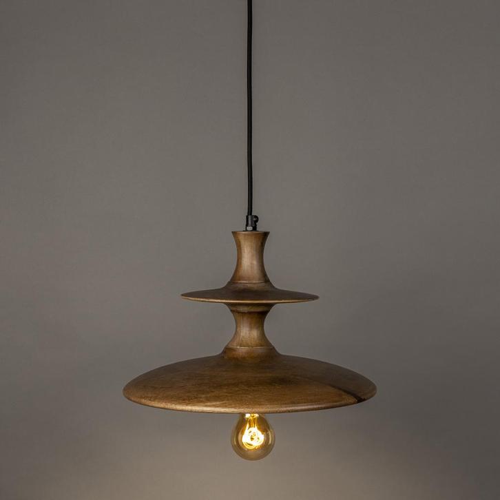 *WOONWINKEL* Dutchbone Cath S Walnut Houten Hanglamp Walnoot, Huis en Inrichting, Lampen | Hanglampen, Nieuw, Verzenden