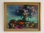 Marcel Chassard XXe - Stilleven met viool en bloemen
