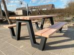 Goedkope Picknicktafel met stalen frames en Douglas hout 2M, Tuin en Terras, Ophalen, Nieuw, Rechthoekig, Staal
