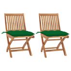 vidaXL Tuinstoelen 2 st met groene kussens massief teakhout, Verzenden, Nieuw, Teakhout