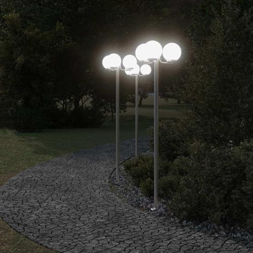 vidaXL Vloerlamp voor buiten 2 st 215 cm roestvrij staal, Tuin en Terras, Buitenverlichting, Nieuw, Verzenden
