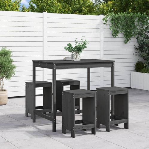 vidaXL 5-delige Tuinbarset massief grenenhout grijs, Tuin en Terras, Tuinsets en Loungesets, Nieuw, 5 zitplaatsen, Verzenden