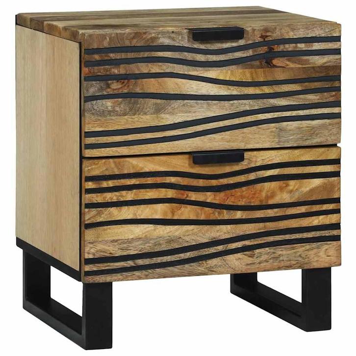 vidaXL Nachtkastje met lade Bruin 40 x 33 x 46 cm massief, Huis en Inrichting, Slaapkamer | Nachtkastjes, Nieuw, Minder dan 45 cm