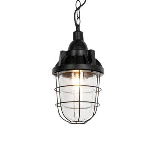 Industriële hanglamp zwart met glas - Cabin, Huis en Inrichting, Lampen | Hanglampen, Nieuw, Overige materialen, 75 cm of meer