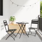 vidaXL 3-delige Bistroset inklapbaar staal antraciet, Verzenden, Nieuw, Rvs