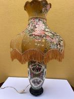 Tafellamp - Porselein, Hout, Textiel