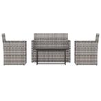 Grijs Rattan Loungeset|OP=OP! Tuinmeubelen Outlet -55%, Tuin en Terras, Tuinsets en Loungesets, 4 zitplaatsen, Kunststof, Nieuw