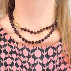 Granaat ketting/sautoir met gouden slot; Antiek | 86 cm, Sieraden, Tassen en Uiterlijk, Gebruikt, Overige kleuren, Ophalen of Verzenden