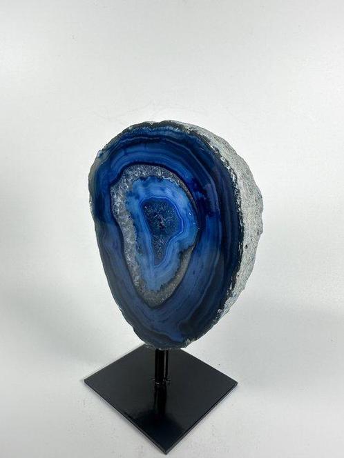 Agate with rock crystal geode on stand Geode - Hoogte: 130, Verzamelen, Mineralen en Fossielen