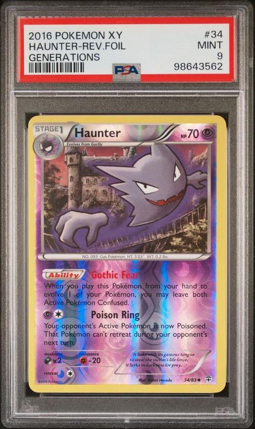 2016 Pokemon XY Generations Haunter Reverse HOLO #34 - PSA 9, Hobby en Vrije tijd, Verzamelkaartspellen | Pokémon, Nieuw, Foil