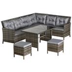 TRUUSK Polyrattan Tuinmeubelset Lounge Grijs, Incl. Bankstel, Tuin en Terras, Tuinsets en Loungesets, Verzenden, Nieuw