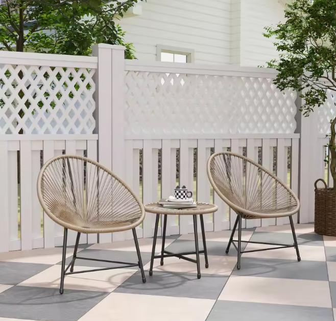 3-delige balkonset hout rotan – tafel met 2 stoelen nieuw, Tuin en Terras, Tuinsets en Loungesets, Bijzettafel, Eettafel, Stoel