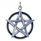 Zilveren Pentagram ketting hanger - op cirkel 20mm, Sieraden, Tassen en Uiterlijk, Kettinghangers, Nieuw, Verzenden