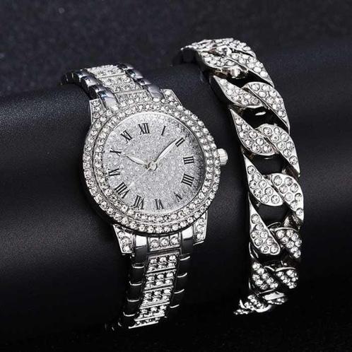 Diamond Horloge met Armband voor Dames - Luxe Strass Kwarts, Sieraden, Tassen en Uiterlijk, Smartwatches, Nieuw, Verzenden