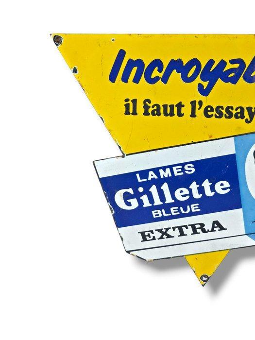Emaille plaat - Gillette scheermessen - Emaille, Antiek en Kunst, Antiek | Wandborden en Tegels