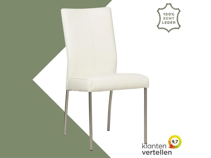 Leren eetkamerstoel Comfort - Hermes Bianco (gebroken wit), Huis en Inrichting, Stoelen, Eén, Wit, Nieuw, Leer, Ophalen of Verzenden