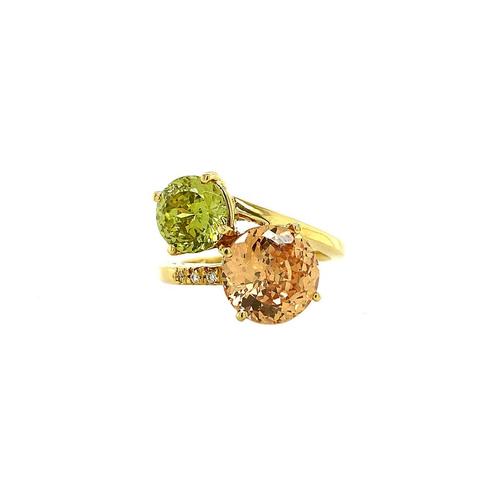Gouden ring met zirkonia en diamant 18 krt, Sieraden, Tassen en Uiterlijk, Ringen, Zo goed als nieuw, Goud, Verzenden