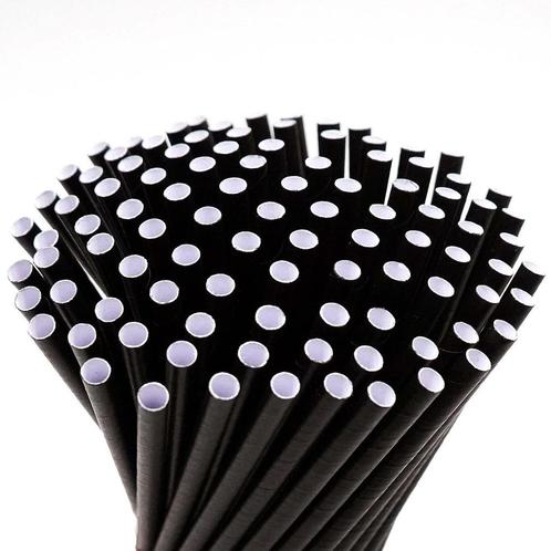 Papieren rietjes | 8x240mm | zwart | 2900 stuks Luxus, Zakelijke goederen, Horeca | Keukenapparatuur, Nieuw in verpakking, Verzenden