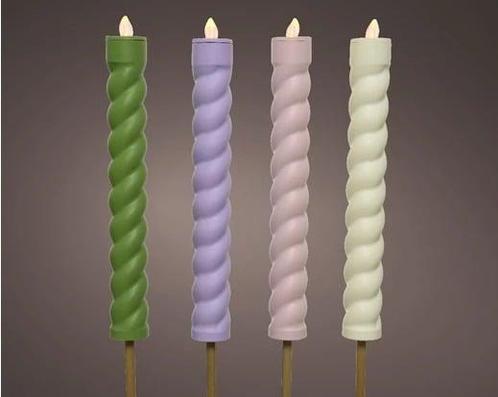 Set ledfakkels solar lumineo led kaars pastel swirl., Hobby en Vrije tijd, Knutselen, Nieuw, Ophalen of Verzenden