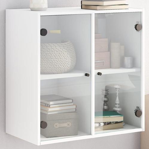 vidaXL Wandkast met glazen deuren 68x37x68,5 cm wit, Huis en Inrichting, Kasten | Overige, Nieuw, Verzenden
